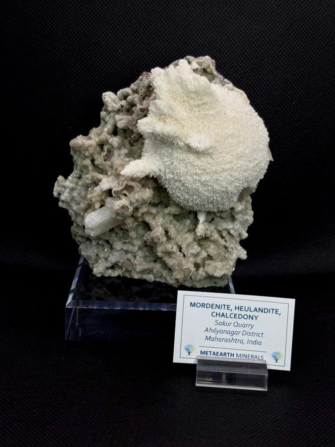 Mordenite, Huelandite, on Chalcedony - India