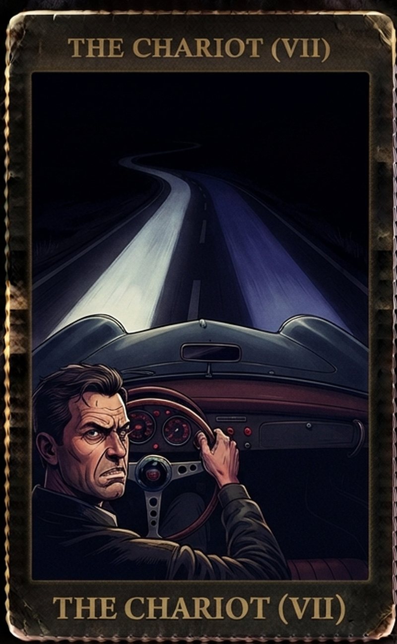 The Chariot — Lost Highway Tarot painting